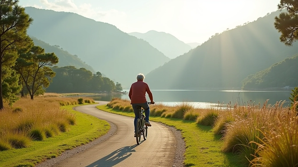 Vistas panorámicas del Lago Guajataca con ciclistas disfrutando de la ruta